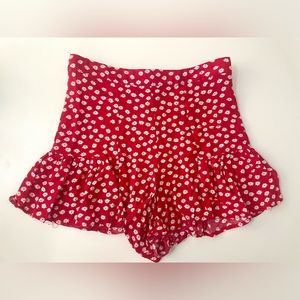 Cute red and white floral skort with flares at the bottom!